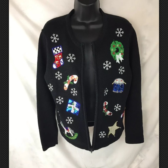Bechamel Petites Christmas Sweater Sz PM Cardigan - Picture 2 of 5